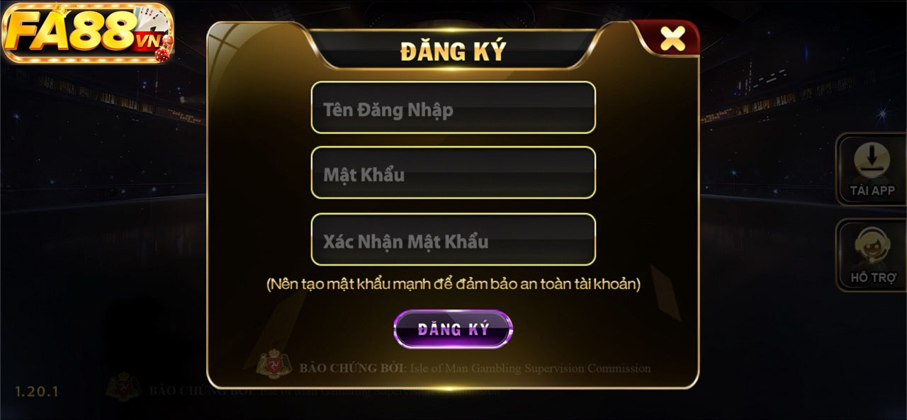 Hướng dẫn tạo tài khoản tại cổng game Fa88